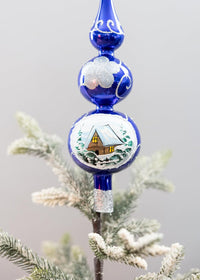 Finial Glass Christmas Vintage Tree Topper, Blue Wave 12 in - image 2