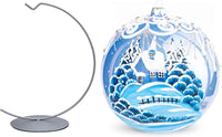 Hand Blown Glass Christmas Ornaments Ball, Wonderland Sky 6 in + Stand