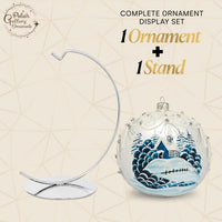 Hand Blown Glass Ball Christmas Ornament, 6 in, Frozen Winter Silver - image 2