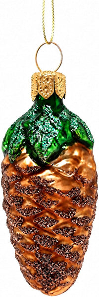 Mini Glass Christmas Ornaments Ball Hand Blown, Brown Pinecone 2 in