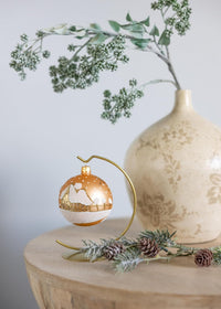 Christmas Ornament Angel with House and Holiday Tree Blown Glass Ball 3-inch (Gold Matte) - image 5