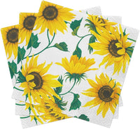 Paper Luncheon Napkins 40pcs 13"x13" Sunflowers on White - image 8