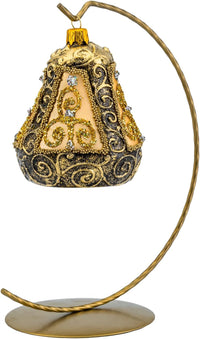 Hand Blown Glass Christmas Bells Ornaments, Gold Embellished 4 in - image 3