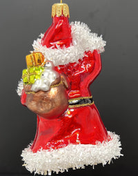 Christmas Tree Ornament Blown Glass Classic Santa, 5 inch, Red, White, Black - image 4