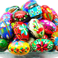 Hand Painted Wooden Easter Eggs Set of 12 Medium, Polish Eggs, Wood Egg