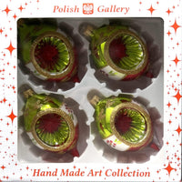 Christmas Ornament, Blown Glass 5-inch Long (Set of 4, White, Green and Red) - image 6