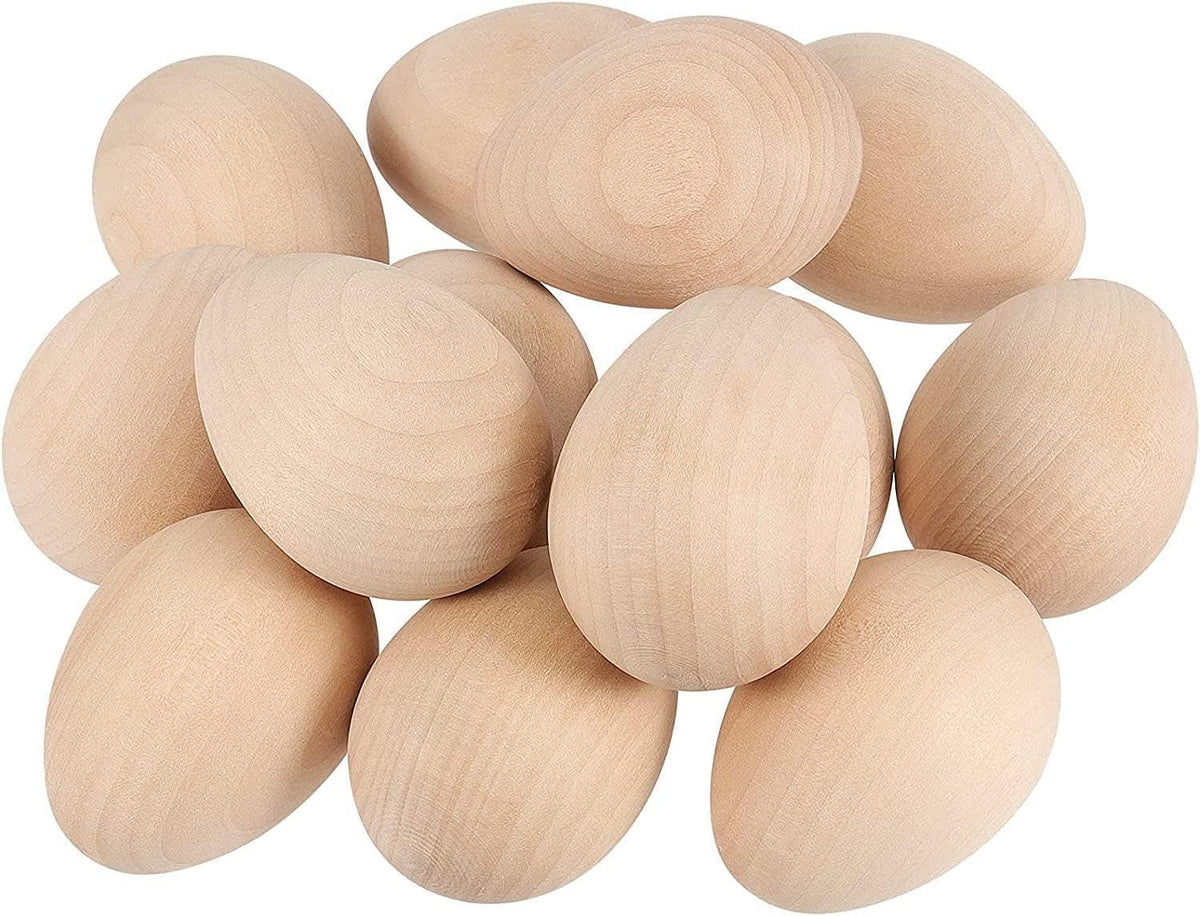 Unpainted Wooden Easter Eggs Set of 6, Decorative Eggs Easter, Pisanki