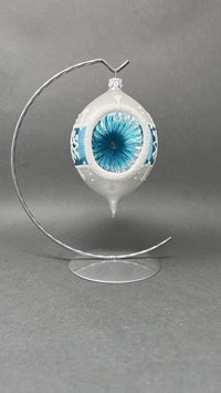 Christmas Ornament, Blown Glass 5-inch Long (Set of 4, White and Light Blue) - image 3
