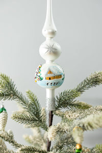 Finial Glass Christmas Vintage Tree Topper, Silver Snowflake 15 in - image 2