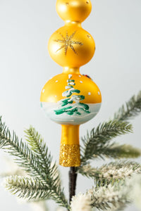 Finial Glass Christmas Vintage Tree Topper, Gold Snowflake 15 in - image 2