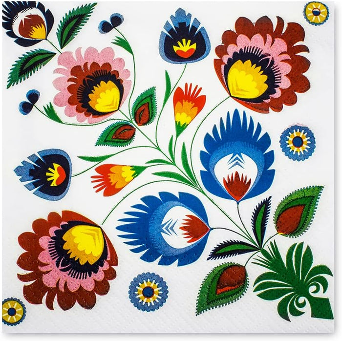 Floral Napkins Paper Disposable Decorative Decoupage Desen Lowicki 13 in