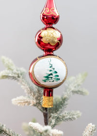 Finial Glass Christmas Vintage Tree Topper, Burgundy Wave 12 in - image 5