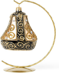 Hand Blown Glass Christmas Bells Ornaments, Gold Embellished 4 in - image 5