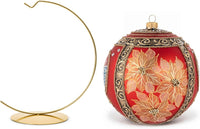 Hand Blown Glass Christmas Ornaments Ball, Wintry Gold 8 in + Stand