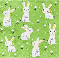 Easter Bunnies Decorative Paper Napkins 20 Count, 13 Inch Luncheon, Green