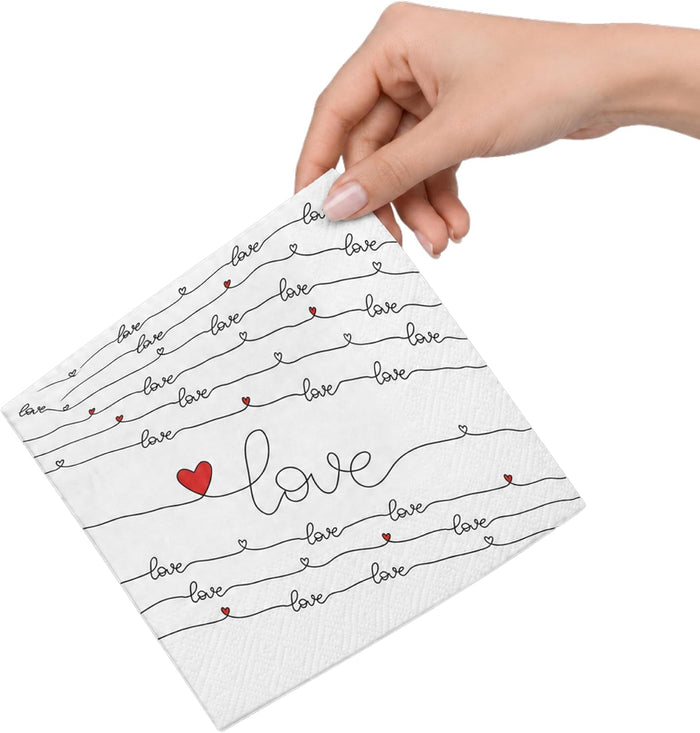 Valentine Napkins Paper Disposable Decorative Decoupage Love Handwriting