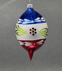 Christmas Ornament, Blown Glass 5-inch Long (Set of 4, White, Blue and Red) - image 2