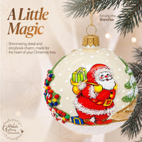 Polish Hand Blown Glass Christmas Ornaments Ball, Santa Claus Gold 3 in - image 4