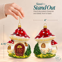 Mushroom Glass Christmas Ornaments Balls Hand Blown House 4.75 in - image 3