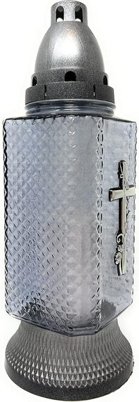 AM Décor Christian Cross Cemetery Memorial Candle | Gravesite Remembrance Decoration | Gla - image 2