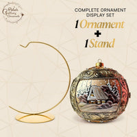 Hand Blown Glass Ball Christmas Ornament, 6 in, Copper Gold Scroll - image 2