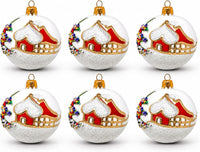 Set of 6 Opal White Glass Balls Decorative Christmas Ornament 3 in