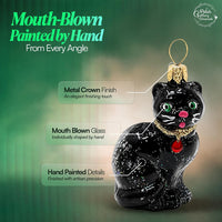 Mini Glass Christmas Ornaments Ball Hand Blown, Black Cat 2 in - image 5