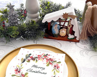 Wooden Nativity Set Figures Indoor Scene with Holy Family Stable Brown - image 2