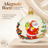 Polish Hand Blown Glass Christmas Ornaments Ball, Santa Claus Gold 3 in - image 4