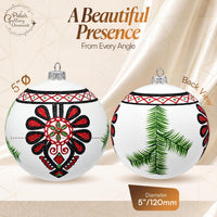 Hand Blown Glass Christmas Ornaments Ball, Goralen Folk White Glossy 5 in - image 2