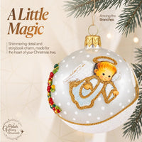 Hand Blown Glass Christmas Ornaments Ball, Angel & House White Silver 3 in - image 5