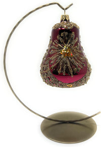 Hand Blown Glass Christmas Bells Ornaments, Wine Red 4 in - image 4