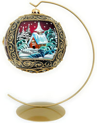 Hand Blown Glass Ball Christmas Ornament, 6 in, Winter Charm Burgundy - image 2