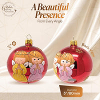 Polish Hand Blown Glass Christmas Ornaments Ball, Praying Angel Red 3 in - image 2