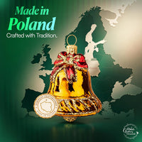 Mini Glass Christmas Ornaments Ball Hand Blown, Gold Jingle Bell 2 in - image 5