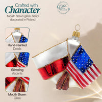 Flags Glass Christmas Ornaments Balls Hand Blown Polish American 4.75 in - image 4
