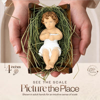 Baby Jesus Figurines Manger Nativity Scene Set Indoor Wooden Crib 3.5 in - image 2