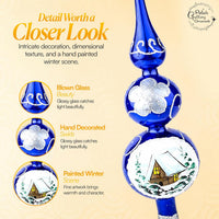 Finial Glass Christmas Vintage Tree Topper, Blue Wave 15 in - image 4