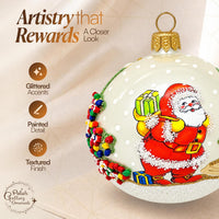 Polish Hand Blown Glass Christmas Ornaments Ball, Santa Claus Gold 3 in - image 2