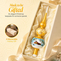 Finial Glass Christmas Vintage Tree Topper, Gold Swirl 15 in - image 3