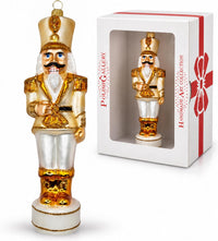 Nutcracker Glass Christmas Ornaments Balls Hand Blown Gold 7.25 in
