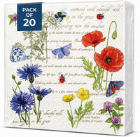 Vintage Summer Floral Decoupage Napkins Flower Cocktail Napkins 20 Count
