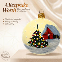 Set of 6 Creme Hand Blown Glass Balls Christmas Ornament Glass Decor 3 in - image 8
