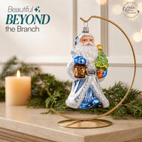 Santa Glass Christmas Ornaments Balls Hand Blown White with Lantern 6.5 in - image 7