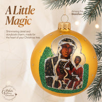 Polish Hand Blown Glass Christmas Ornaments Ball, Black Madonna Gold 5 in - image 6