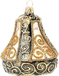 Hand Blown Glass Christmas Bells Ornaments, Gold Embellished 4 in - image 4