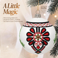 Hand Blown Glass Christmas Ornaments Ball, Goralen Folk White Glossy 5 in - image 4
