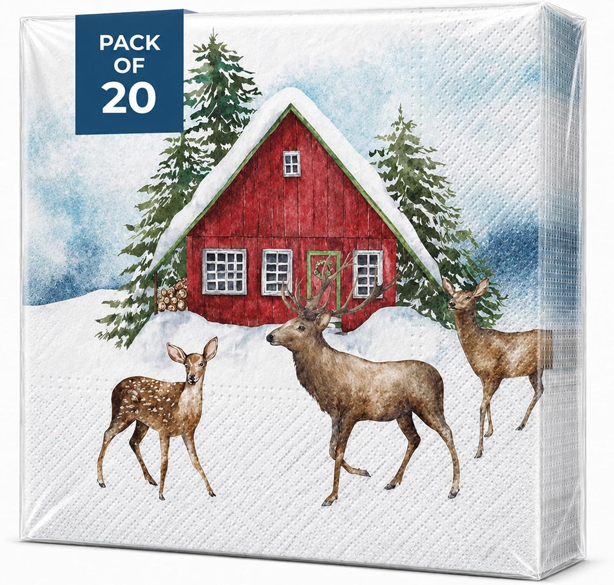 Christmas Napkins Paper Disposable Decorative Decoupage Red House 13 in