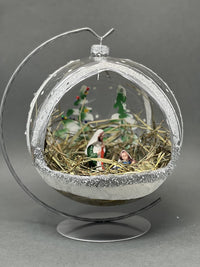 Christmas Ornament, Nativity Scene, Glass Ball 6-inch (Cathedral Window Silver, 150mm) - image 5