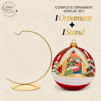 Hand Blown Glass Christmas Ornaments Ball, Nativity 6 in + Stand - image 3